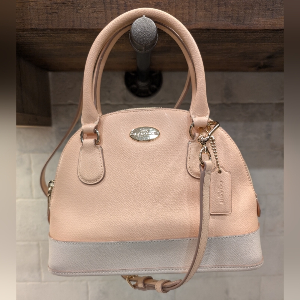 Coach CORA Peach and Light Gray Dome Satchel